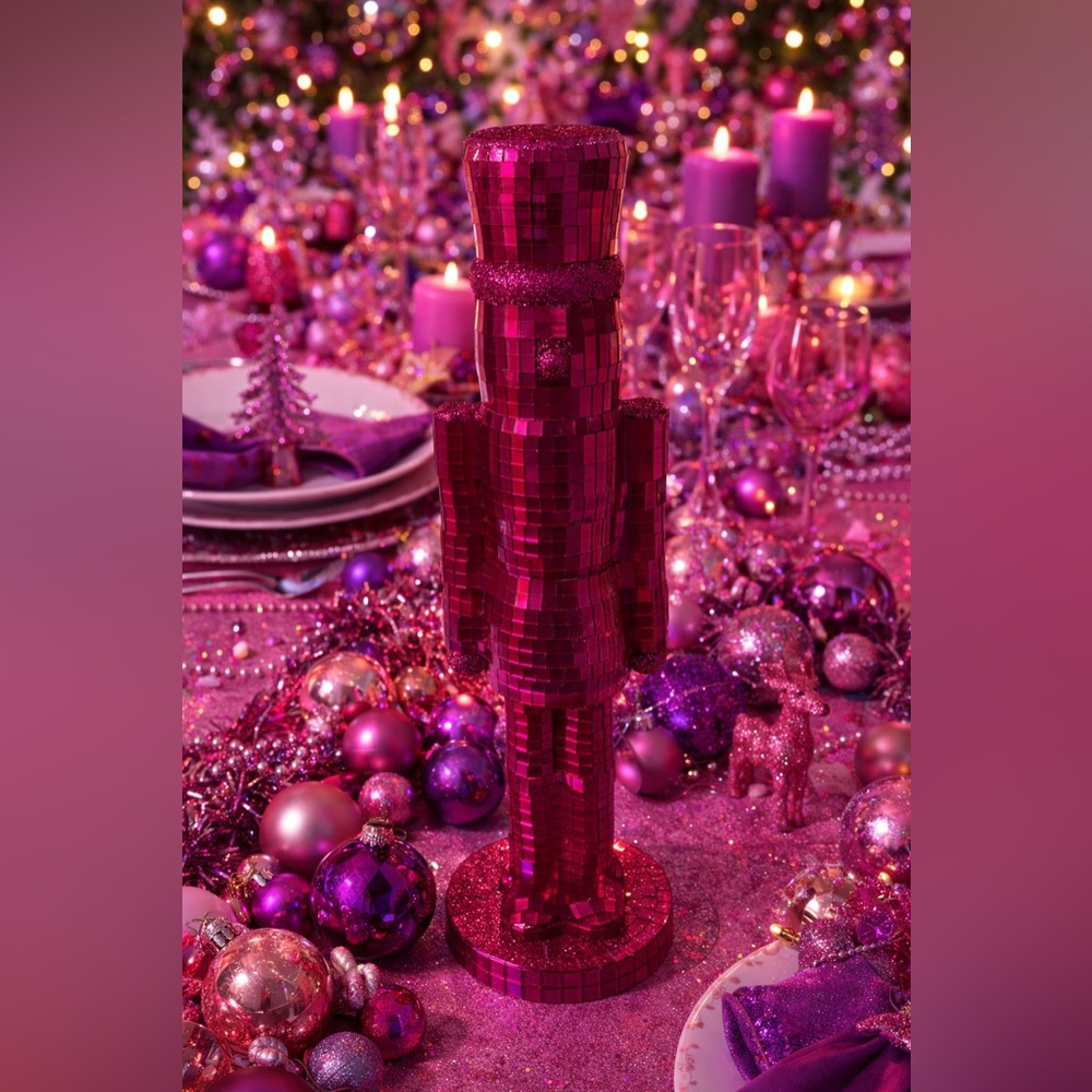 Ashland Christmas mirror disco ball nutcracker NWT NEW Xmas pink 13”
